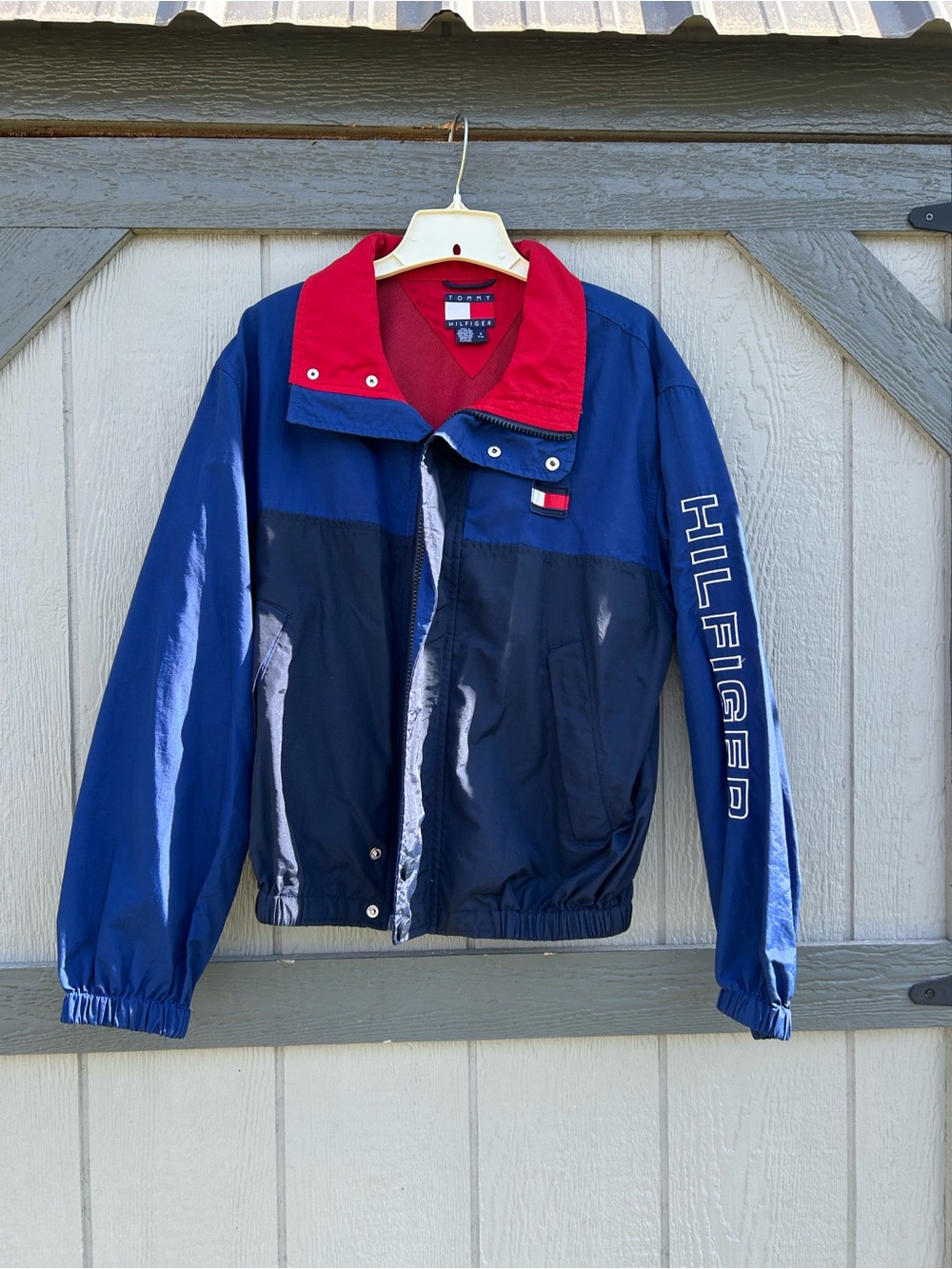 Vintage Tommy Hilfiger Hooded Windbreaker • 90s Jacket • Size Small